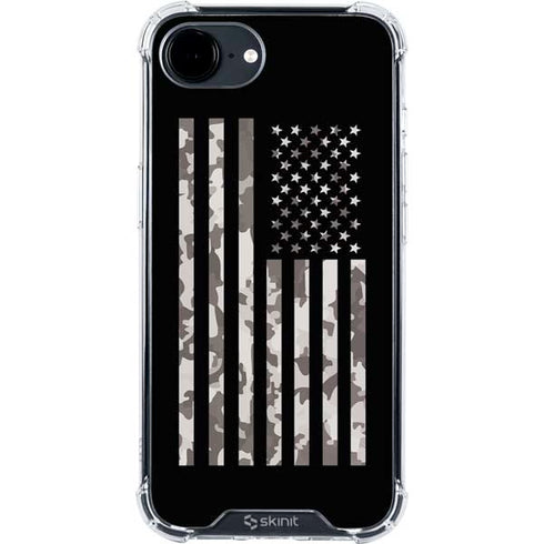 Black and White Camo American Flag iPhone 16e Clear Case