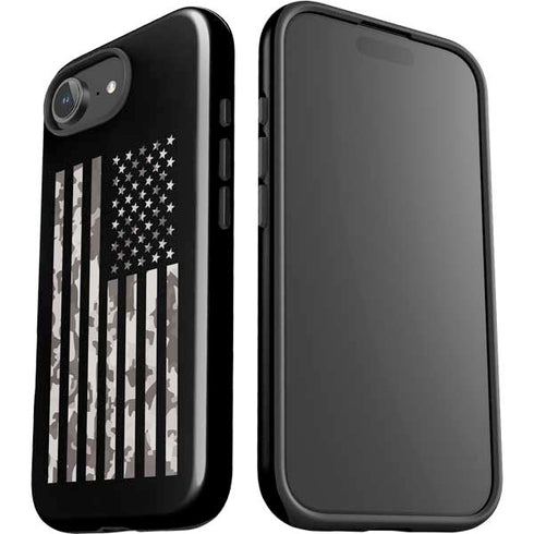 Black and White Camo American Flag iPhone 16e Impact Case