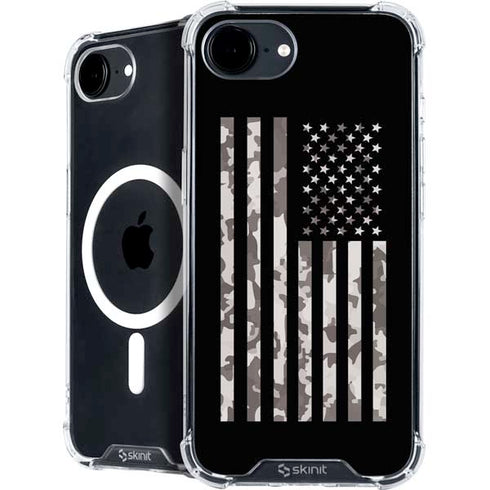 Black and White Camo American Flag iPhone 16e MagSafe Case