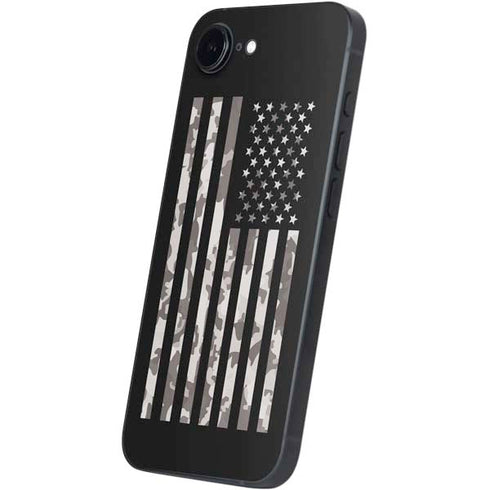 Black and White Camo American Flag iPhone 16e Skin