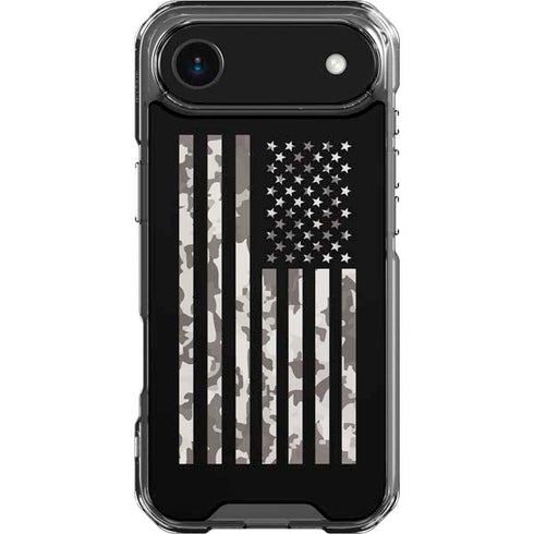 Black and White Camo American Flag iPhone 17 Air Clear Case