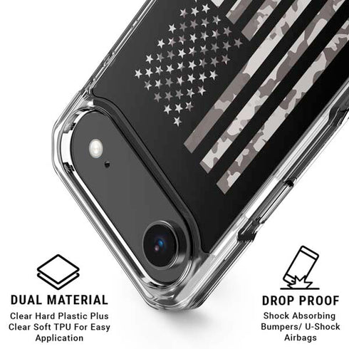 Black and White Camo American Flag iPhone 17 Air Clear Case