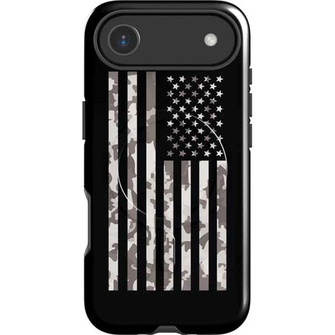 Black and White Camo American Flag iPhone 17 Air Magsafe Impact Case