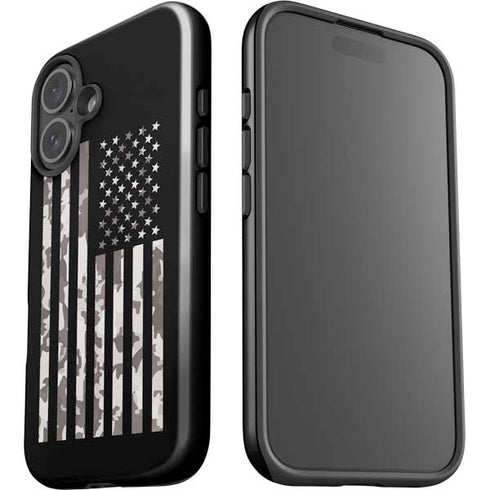 Black and White Camo American Flag iPhone 17 Impact Case