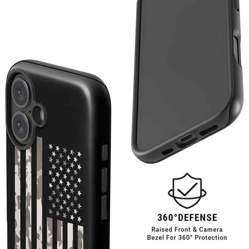 Black and White Camo American Flag iPhone 17 Magsafe Impact Case