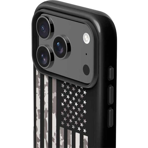 Black and White Camo American Flag iPhone 17 Pro Max Impact Case