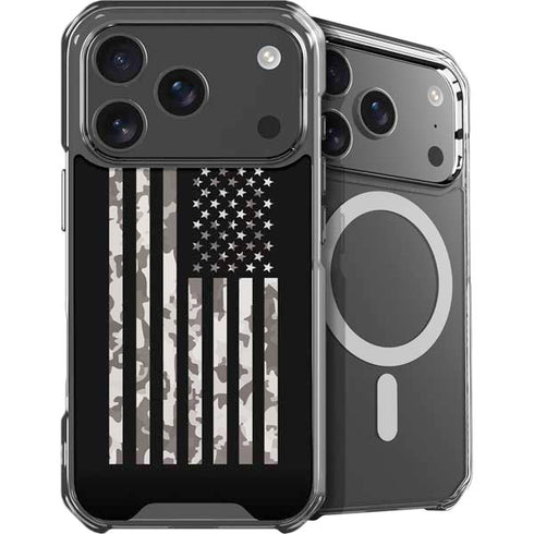Black and White Camo American Flag iPhone 17 Pro Max MagSafe Case