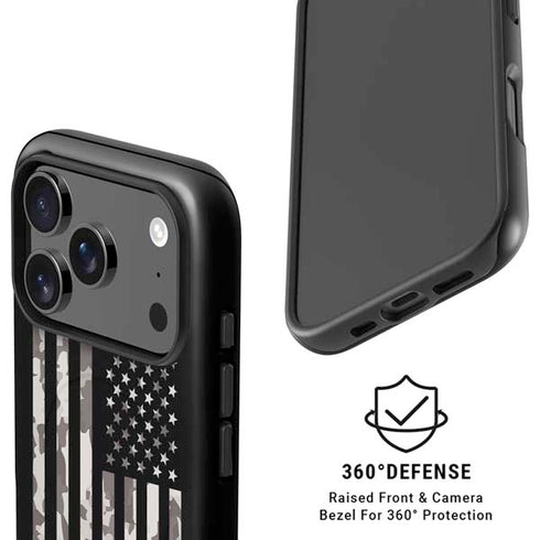 Black and White Camo American Flag iPhone 17 Pro Max Magsafe Impact Case