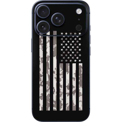 Black and White Camo American Flag iPhone 17 Pro Skin