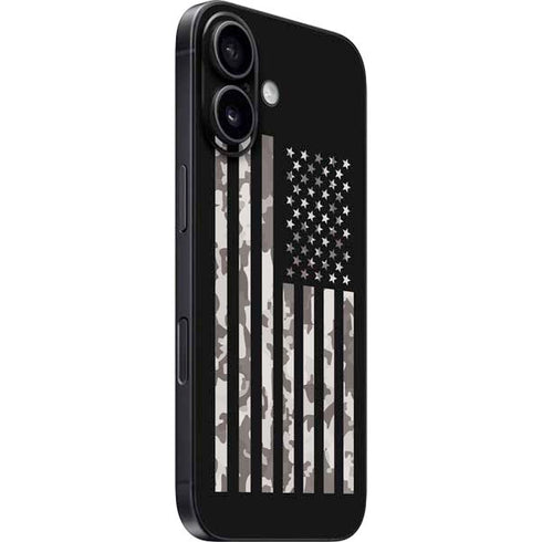 Black and White Camo American Flag iPhone 17 Skin