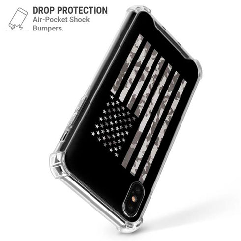 Black and White Camo American Flag iPhone X/XS Clear Case