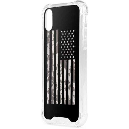 Black and White Camo American Flag iPhone XS Clear Case