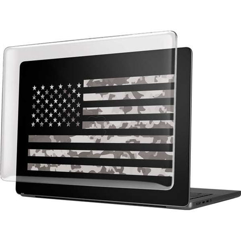 Black and White Camo American Flag MacBook Pro 14in (2021-24) Case plus Skin