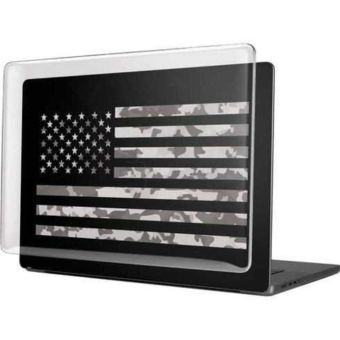 Black and White Camo American Flag MacBook Cases