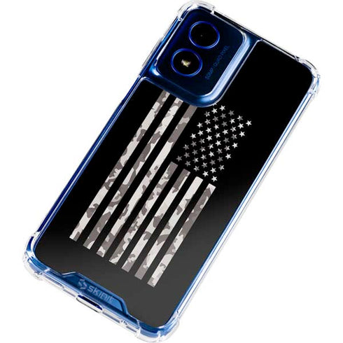 Black and White Camo American Flag Moto G 5G (2024) Clear Case