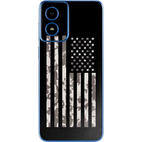 Black and White Camo American Flag Moto G Play 4G (2024) Skin