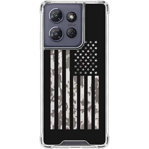 Black and White Camo American Flag Moto G Play 5G (2025) Clear Case