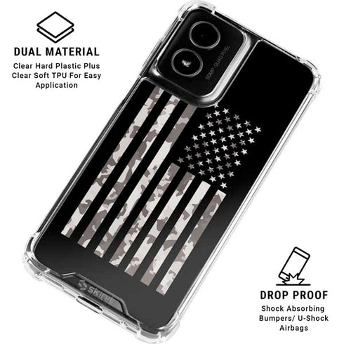 Black and White Camo American Flag Moto G Power 5G (2024) Clear Case