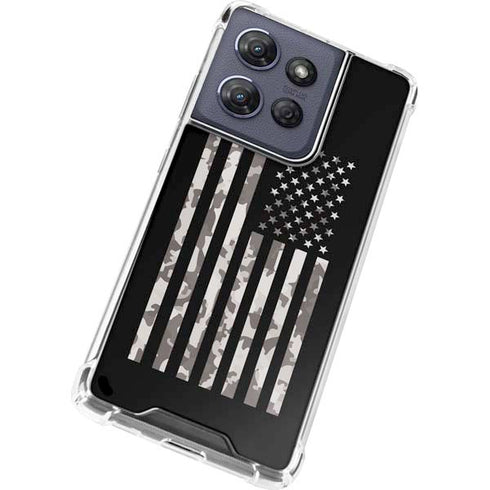 Black and White Camo American Flag Moto G Power 5G (2025) Clear Case
