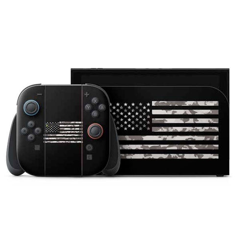 Black and White Camo American Flag Nintendo Switch 2 (2025) with Joy-Con Skin