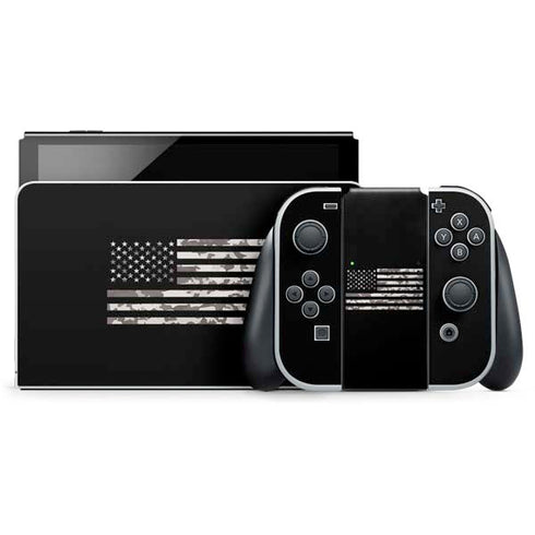 Black and White Camo American Flag Nintendo Skins