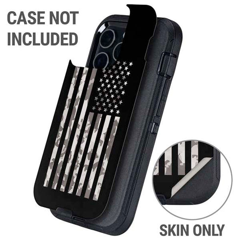 Black and White Camo American Flag Otterbox Defender iPhone Skin