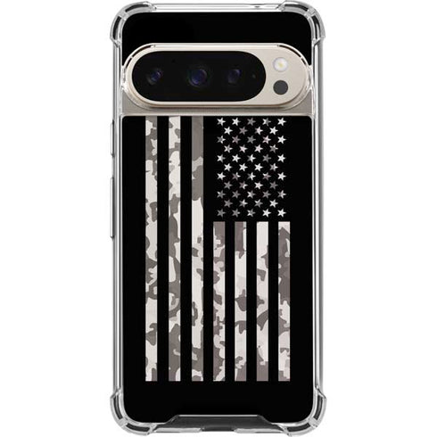 Black and White Camo American Flag Pixel 9 Pro XL Clear Case