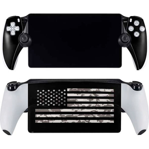Black and White Camo American Flag PlayStation Portal Remote Player Skin