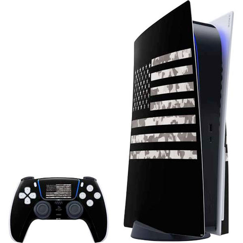Black and White Camo American Flag PlayStation PS5 Skins