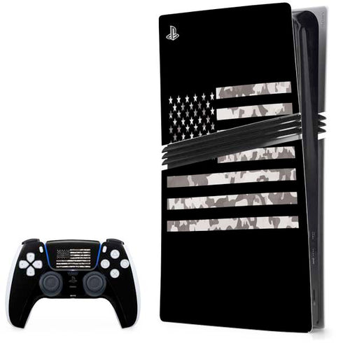 Black and White Camo American Flag PS5 Pro Bundle Skin