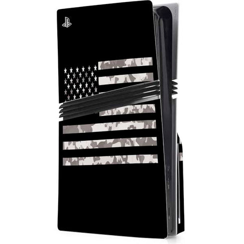 Black and White Camo American Flag PS5 Pro Disk Console Skin