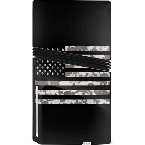 Black and White Camo American Flag PS5 Pro Disk Console Skin