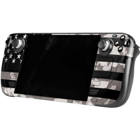 Black and White Camo American Flag Steam Deck Handheld Gaming Computer OLED Skin