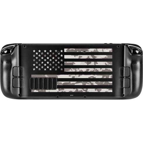 Black and White Camo American Flag Steam Deck Handheld Gaming Computer OLED Skin