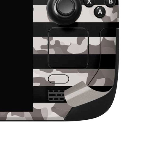Black and White Camo American Flag Steam Deck Handheld Gaming Computer OLED Skin