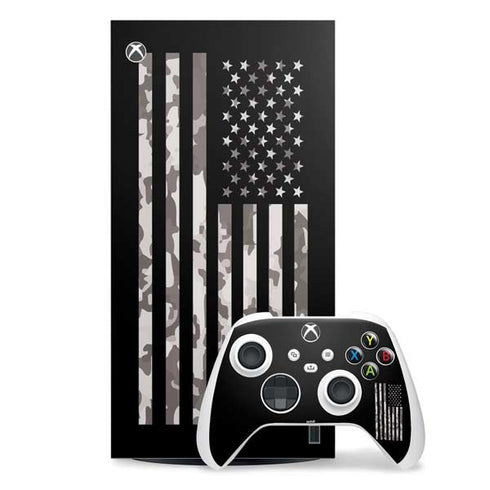 Black and White Camo American Flag Xbox Series X Skins