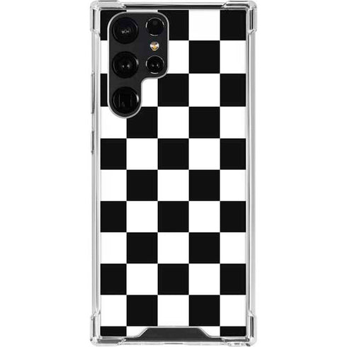 Black and White Checkered Galaxy S23 Ultra Clear Case
