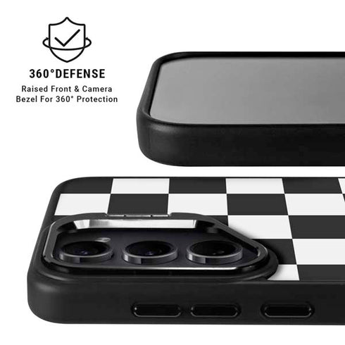 Black and White Checkered Galaxy S25 Kickstand Case