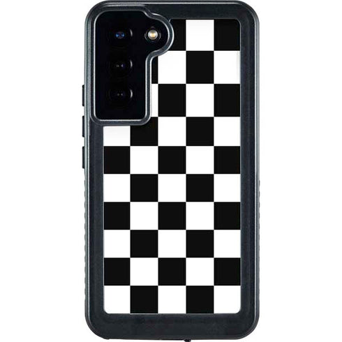 Black and White Checkered Galaxy S24 Plus Waterproof Case