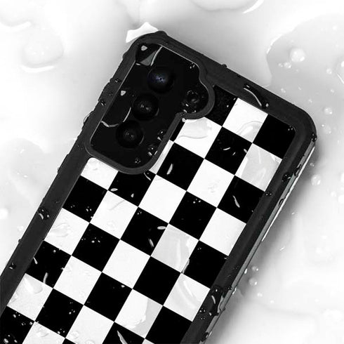 Black and White Checkered Galaxy S24 Plus Waterproof Case
