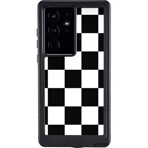 Black and White Checkered Galaxy S24 Ultra Waterproof Case