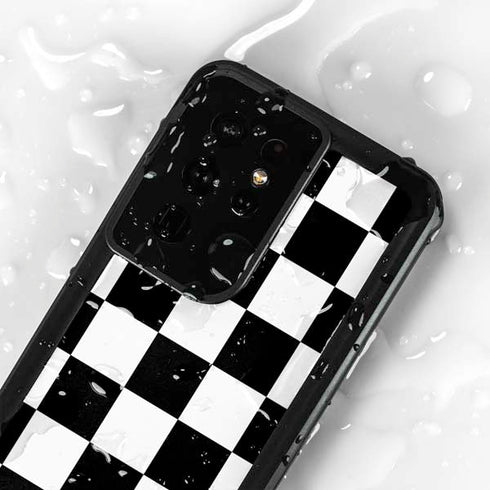 Black and White Checkered Galaxy S24 Ultra Waterproof Case