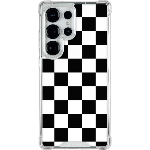 Black and White Checkered Galaxy S25 Ultra Clear Case