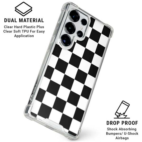 Black and White Checkered Galaxy S25 Ultra Clear Case