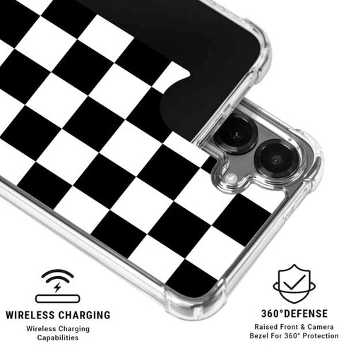 Black and White Checkered Galaxy S26 Plus Clear Case