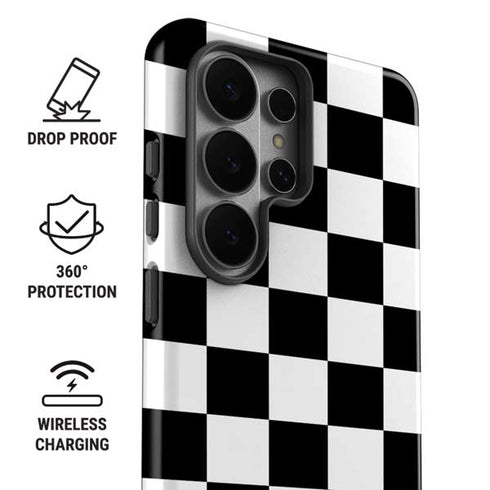 Black and White Checkered Galaxy S26 Ultra Impact Case