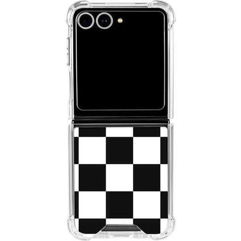 Black and White Checkered Galaxy Z Flip7 Clear Case