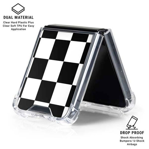 Black and White Checkered Galaxy Z Flip7 Clear Case