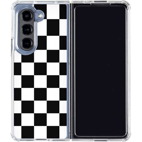 Black and White Checkered Galaxy Z Fold5 5G Clear Case