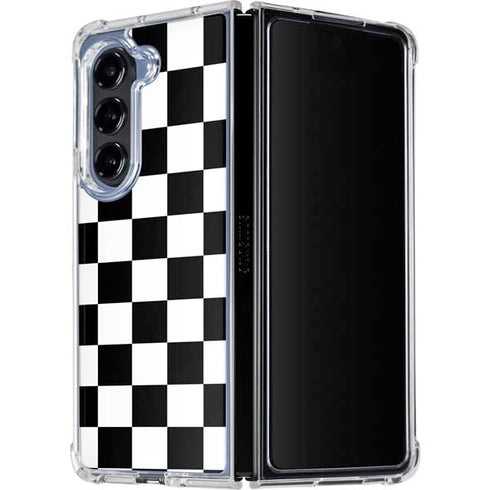 Black and White Checkered Galaxy Z Fold5 5G Clear Case